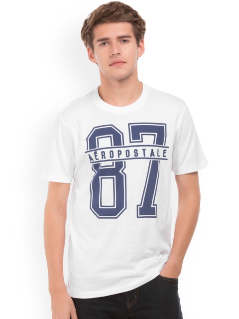 

Aeropostale Men White Printed Round Neck T-shirt