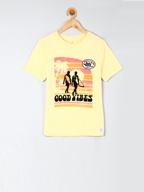 

GAP Boys Yellow Printed Round Neck T-shirt