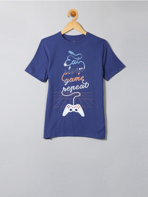 

GAP Boys Blue Printed Round Neck T-shirt
