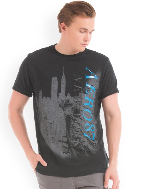

Aeropostale Men Black Printed Round Neck T-shirt