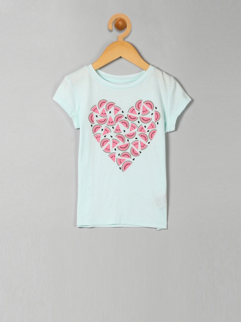 

GAP Girls Blue Printed Round Neck T-shirt