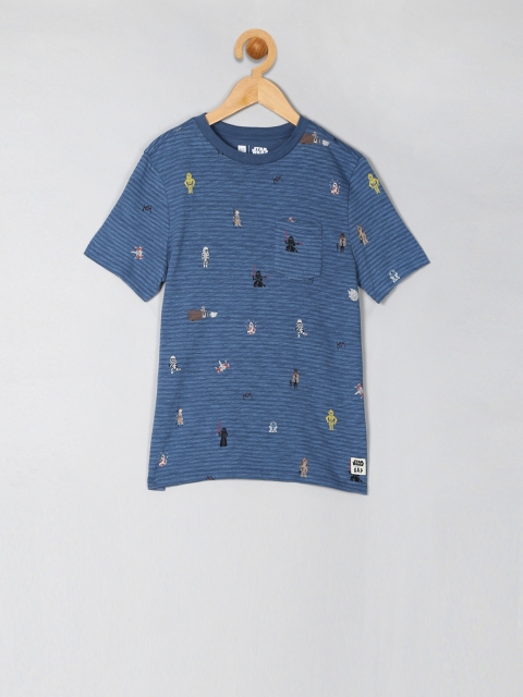 

GAP Boys Blue Printed Round Neck T-shirt