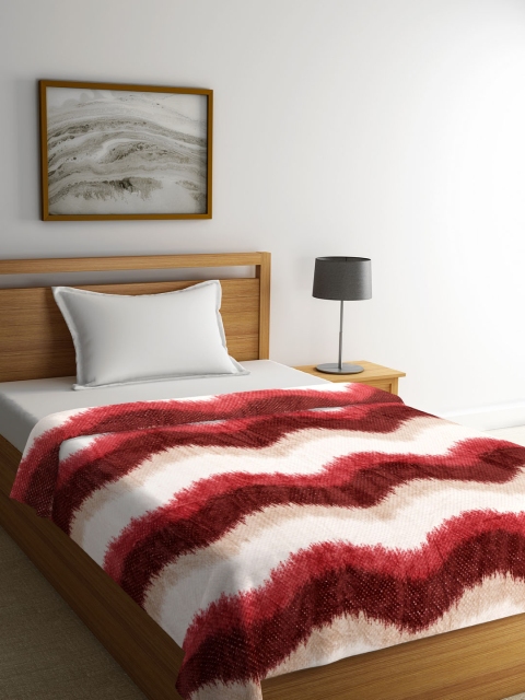

Portico New York Red & White Abstract AC Room 300 GSM Single Bed Blanket