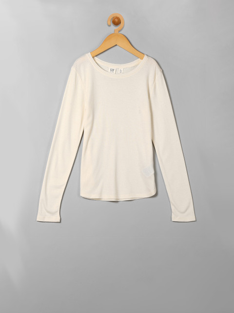 

GAP Girls Off-White Solid Round Neck T-shirt