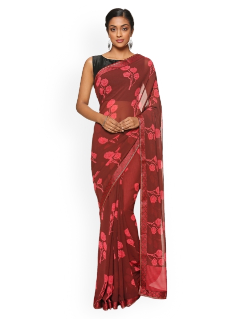 

Soch Maroon Printed Poly Georgette Saree