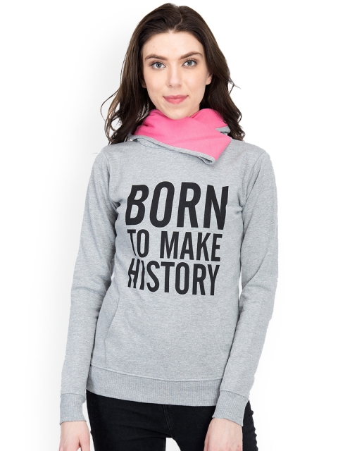 

Kotty Women Grey Melange Printed Sweatshirt