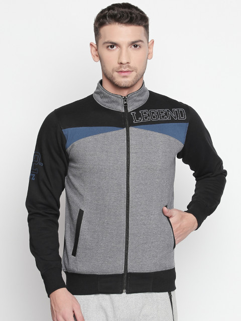 

FiTZ Men Grey & Black Colourblocked Sweatshirt
