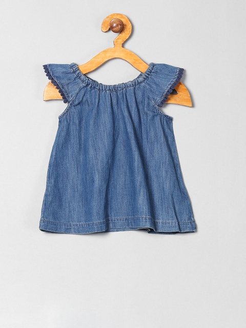 

GAP Girls Blue Solid Pure Cotton Top