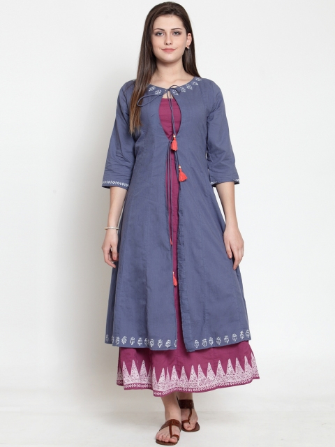 

Laabha Women Blue Solid Maxi Dress