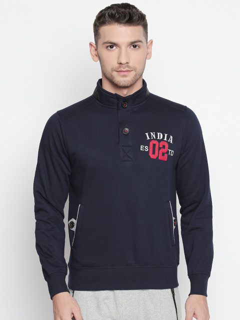 

FiTZ Men Navy Blue Solid Sweatshirt