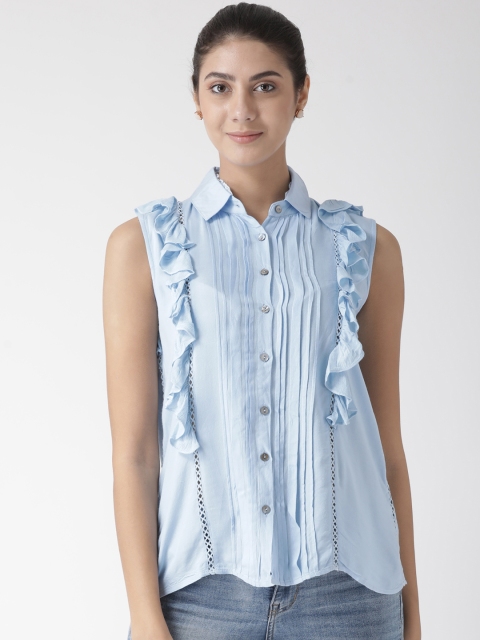 

The Vanca Women Blue Regular Fit Solid Casual Shirt
