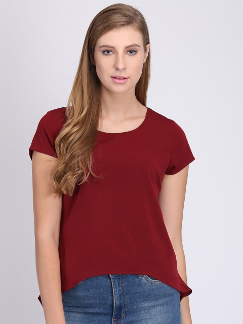

Heather Hues Women Maroon Solid High-Low Top