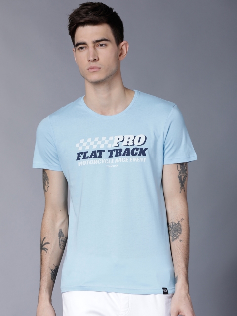 

LOCOMOTIVE Men Blue Printed Round Neck T-shirt