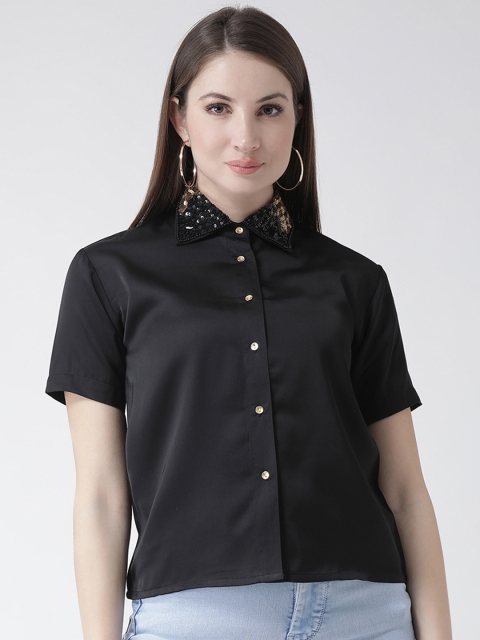 

The Vanca Women Black Regular Fit Solid Casual Shirt