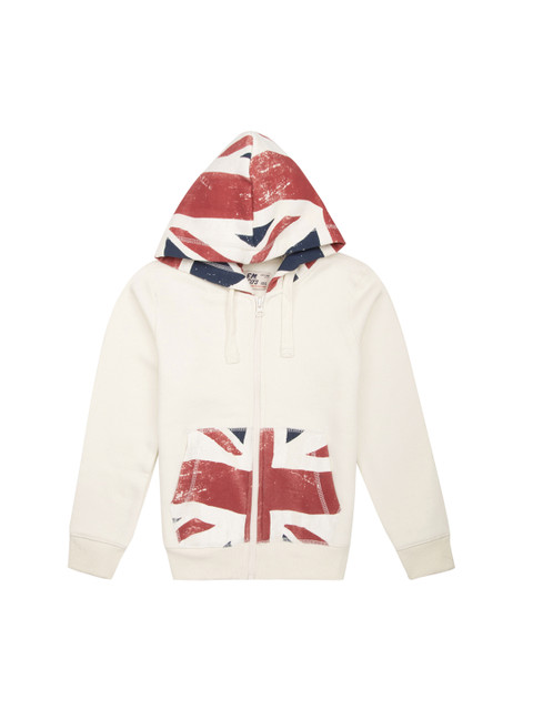 

Flying Machine Boys White & Red Printed Hooded Sweatshirt