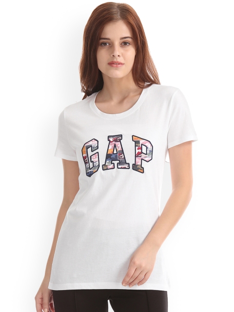 

GAP White Women Short Sleeve Camo Logo Tee
