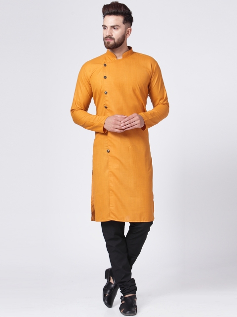 

Jompers Men Yellow Solid Kurta with Churidar