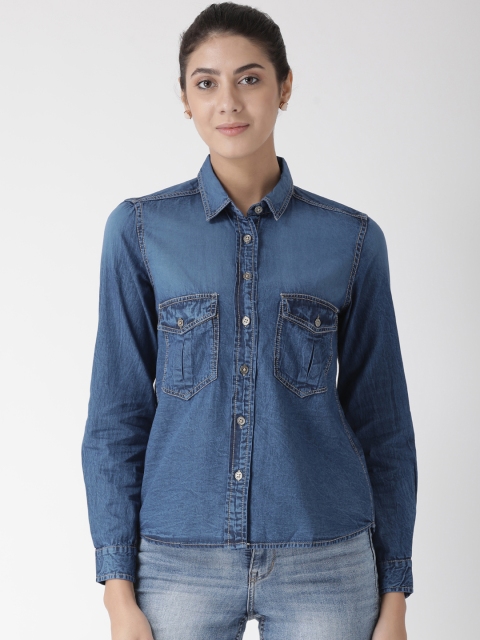 

The Vanca Women Blue Regular Fit Solid Casual Shirt