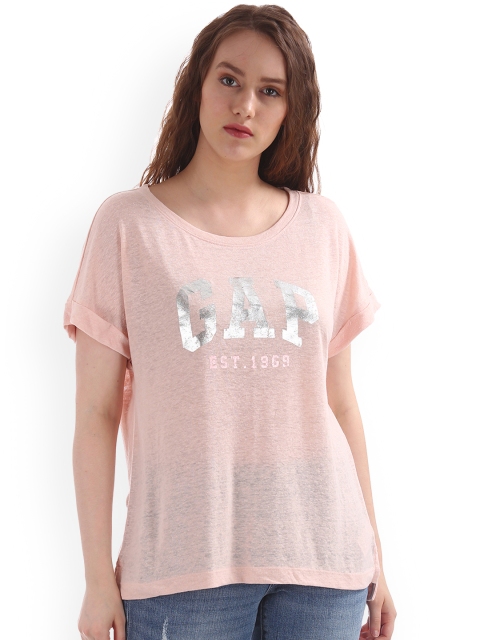 

GAP Pink Women Lightweight Metallic Logo Short Sleeve T-Shirt