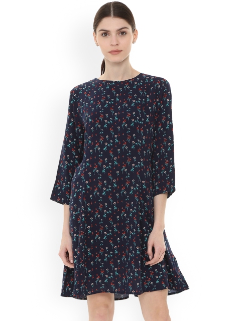

Allen Solly Woman Navy Blue Printed A-Line Dress