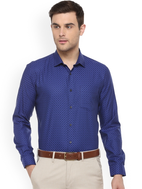 

Van Heusen Men Blue Slim Fit Self Design Casual Shirt