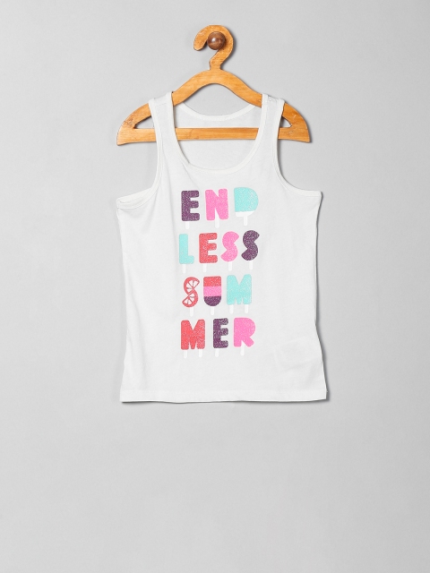 

GAP Girls White Printed Tank Top