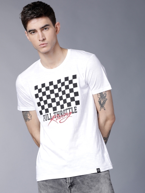 

LOCOMOTIVE Men White Printed Round Neck T-shirt