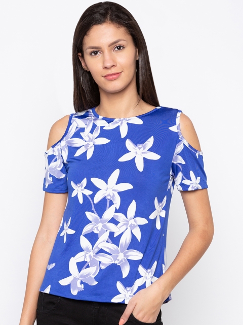 

Globus Women Blue & White Printed Top