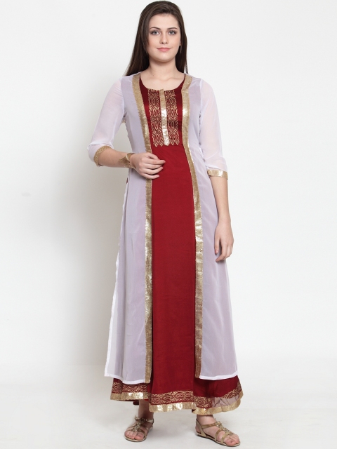 

Laabha Women Maroon Solid Maxi Dress