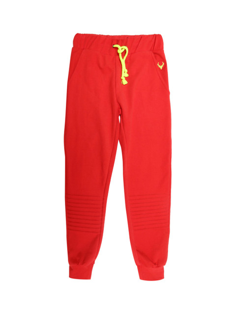 

Allen Solly Junior Boys Red Solid Stright-Fit Joggers