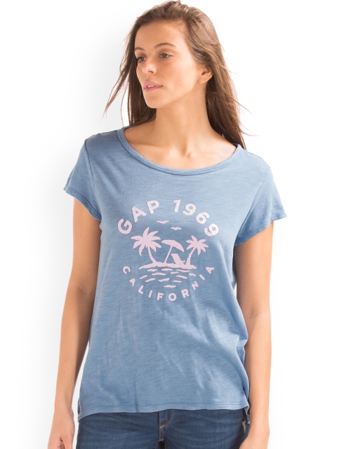 

GAP Blue Women Palm Tree Graphic Logo Tee