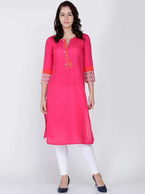 

Soch Women Pink Solid Straight Kurta