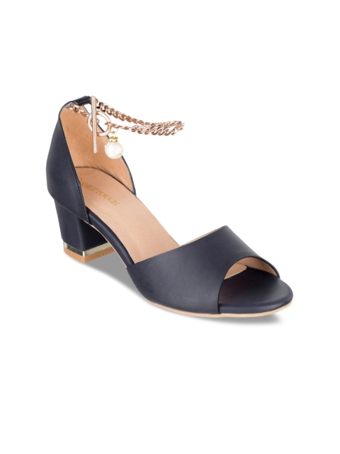 

SHUZ TOUCH Women Navy Blue Solid Peep Toes