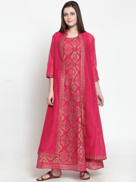 

Laabha Women Pink Printed Maxi Dress