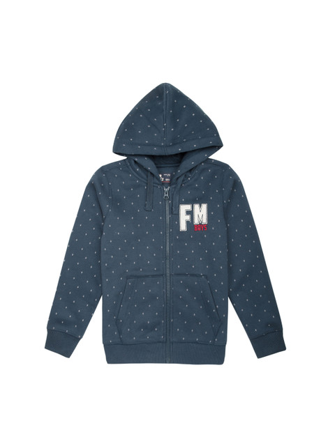 

Flying Machine Boys Blue Printed Hooded Sweatshirt