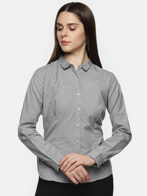 

Annabelle by Pantaloons Women Grey Regular Fit Self Design Formal Shirt