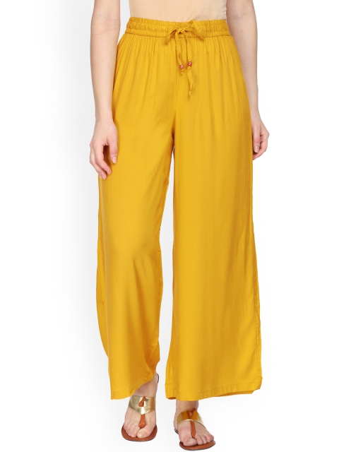 

Alena Women Mustard Yellow Solid Wide Leg Palazzos