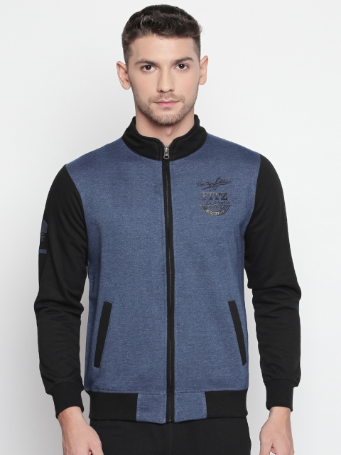 

FiTZ Men Blue & Black Colourblocked Sweatshirt