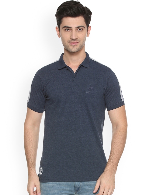 

Peter England Casuals Men Navy Blue Self Design Polo Collar T-shirt