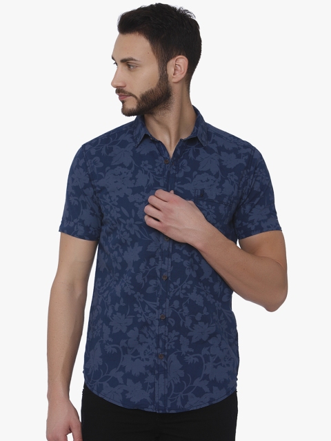

Mufti Men Navy Blue Slim Fit Printed Casual Shirt