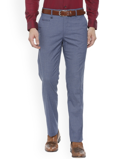 

Van Heusen Men Blue Slim Fit Self Design Formal Trousers