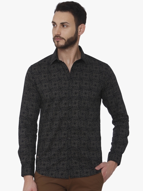 

Mufti Men Black & Khaki Slim Fit Printed Casual Shirt
