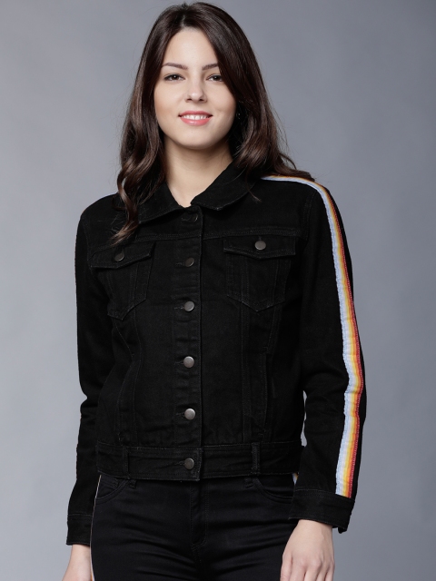

Tokyo Talkies Women Black Solid Denim Jacket