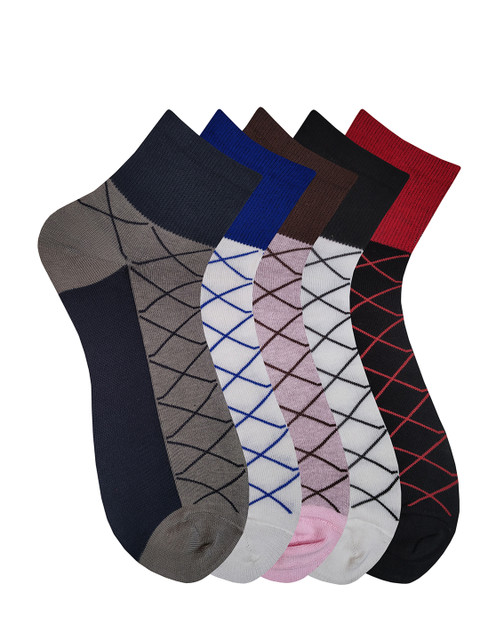 

Fontana Unisex Pack of 5 Patterned Ankle-Length Socks, Multi