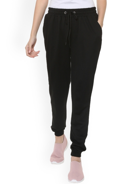 

People Women Black Regular Fit Solid Joggers