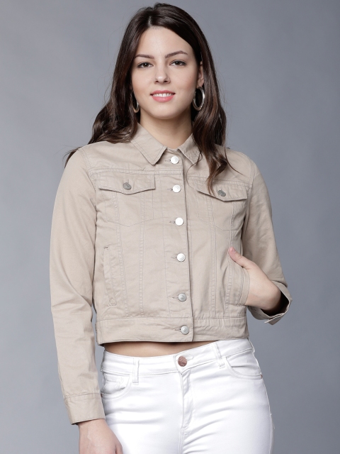 

Tokyo Talkies Women Beige Solid Denim Jacket