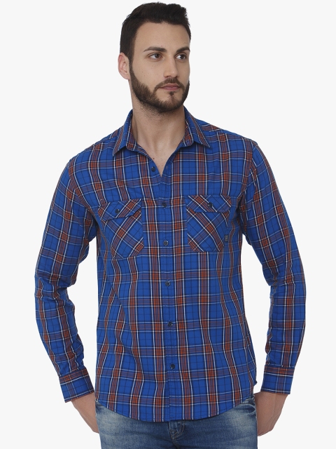 

Mufti Men Blue & Red Slim Fit Checked Casual Shirt