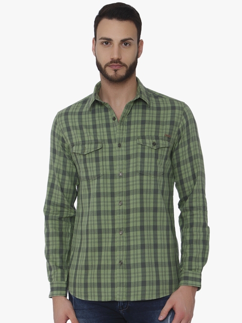 

Mufti Men Green Slim Fit Checked Casual Shirt