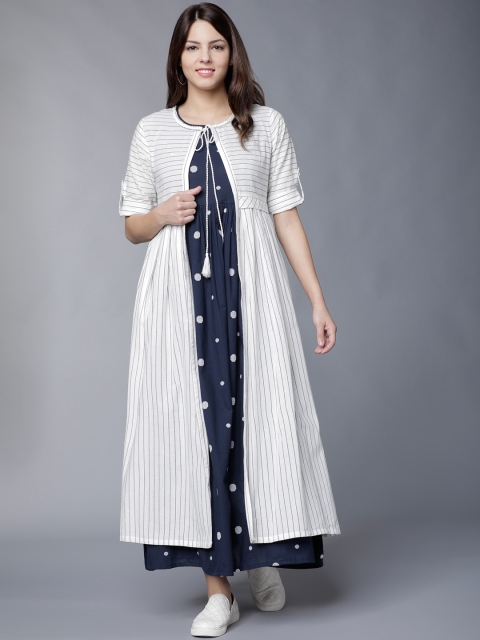 

Vishudh Women Navy Blue Printed Maxi Dress