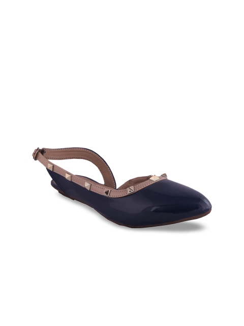 

MSC Women Navy Blue Woven Design Synthetic Ballerinas